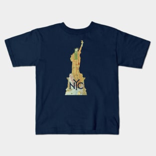 Statue of Liberty 1918 Map of NYC Kids T-Shirt